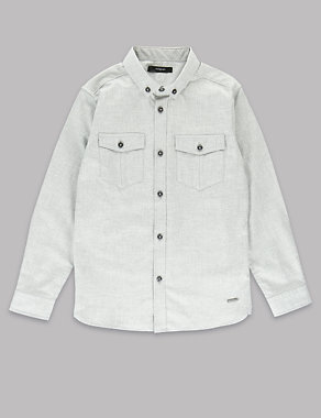 Pure Cotton Textured Shirt (5-14 Years) Image 2 of 3