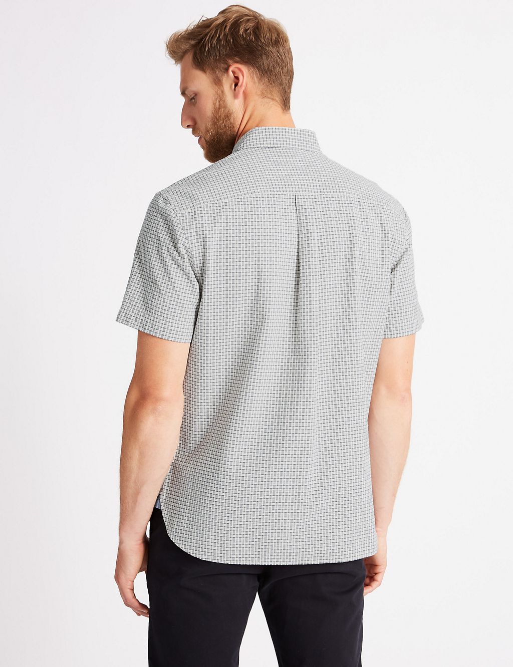 Pure Cotton Textured Shirt with Pocket 4 of 6