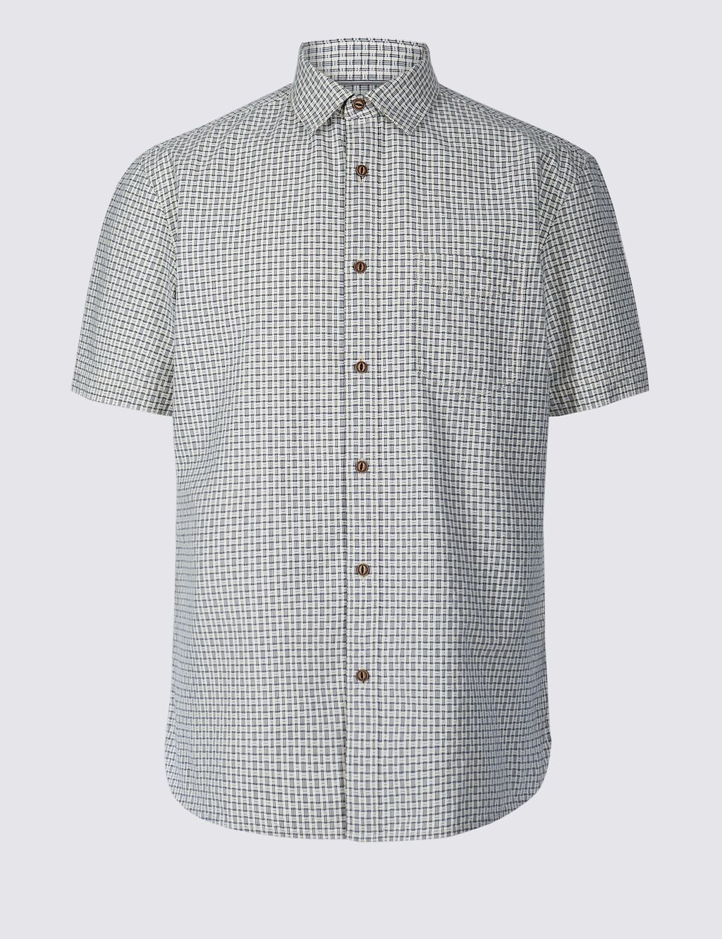 Pure Cotton Textured Shirt with Pocket 1 of 6
