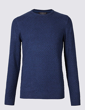 Pure Cotton Textured Slim Fit Jumper Image 2 of 4