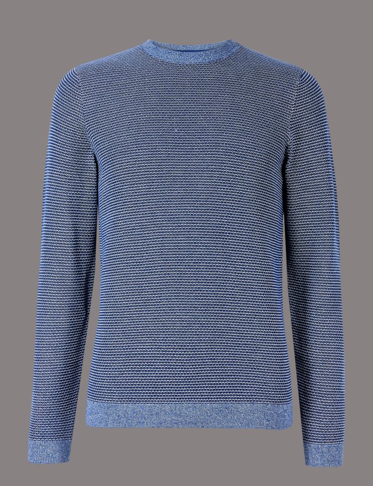 Pure Cotton Textured Slim Fit Jumper 1 of 1