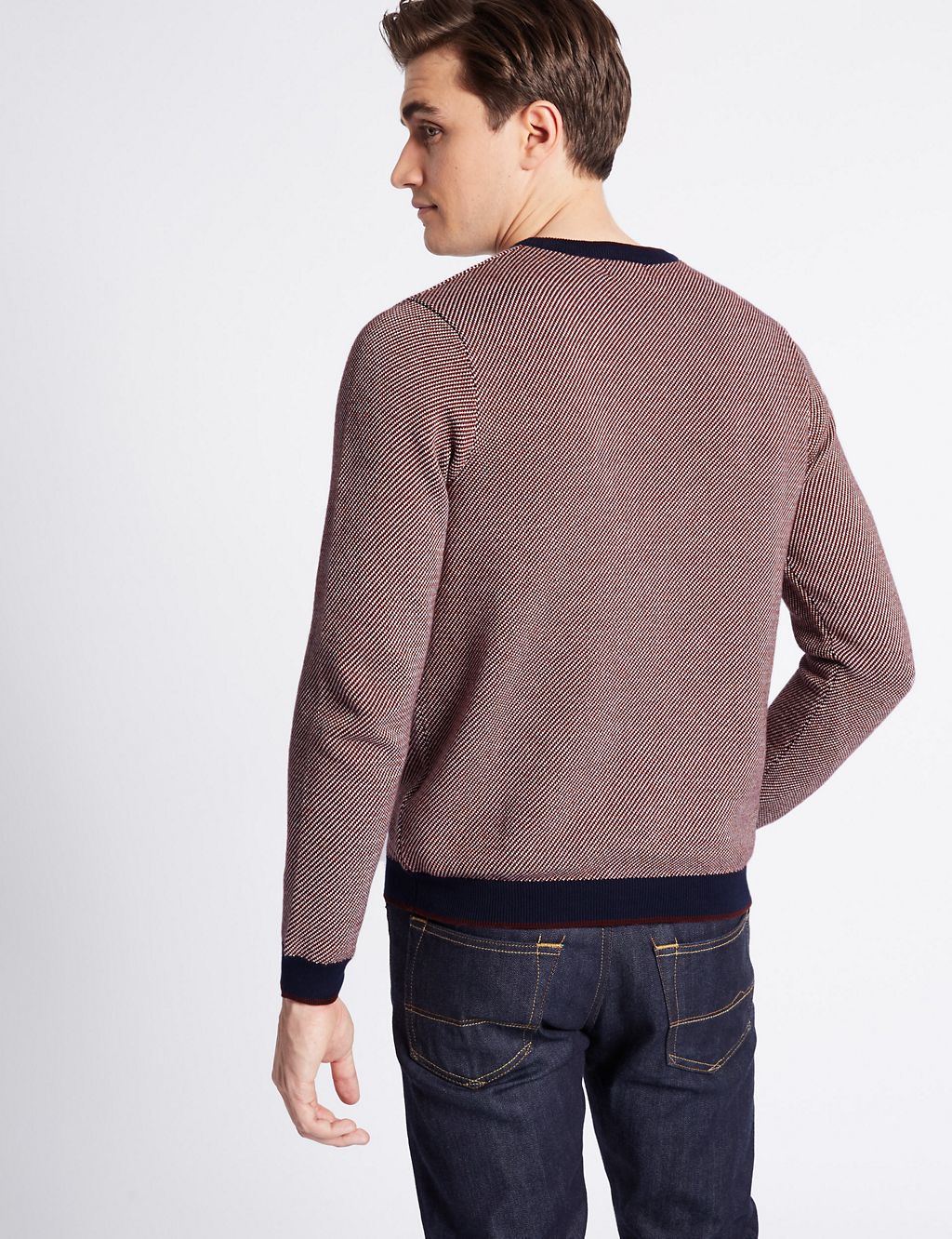 Pure Cotton Textured Slim Fit Jumper 4 of 4