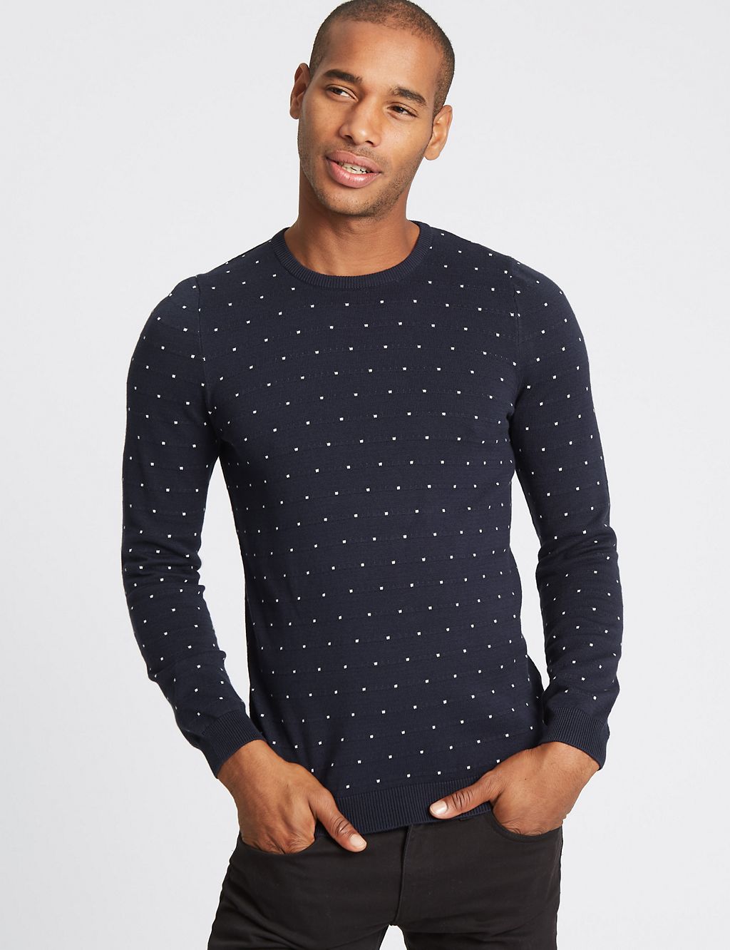 Pure Cotton Textured Slim Fit Jumper 3 of 5