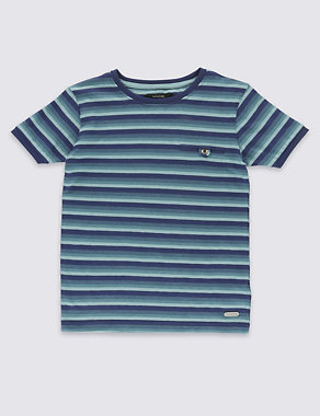 Pure Cotton Textured Stripe T-Shirt (1-7 Years) Image 2 of 3