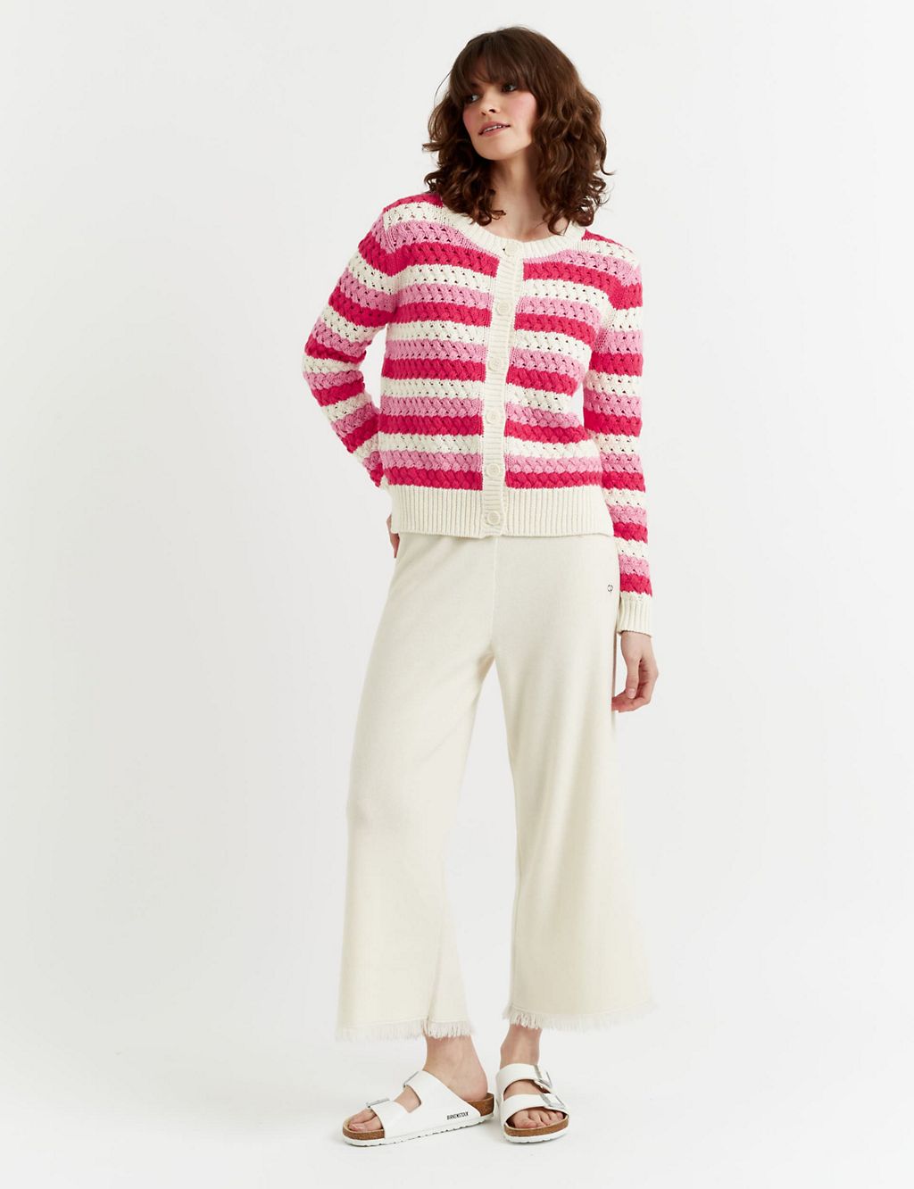Pure Cotton Textured Striped Cardigan 3 of 4