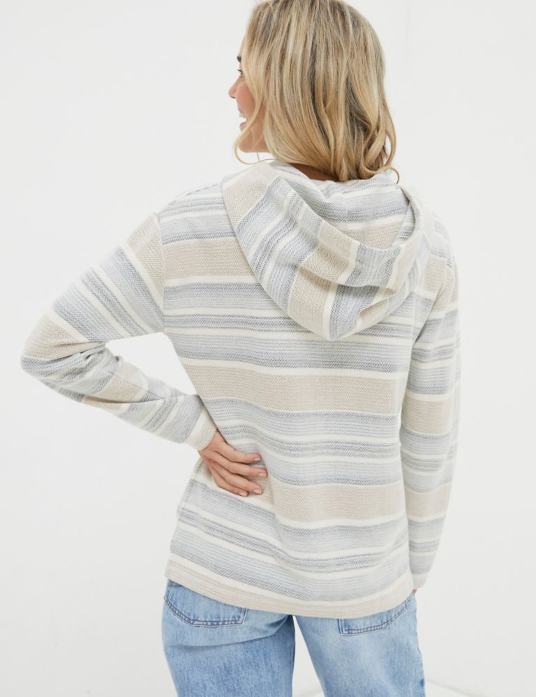 Pure Cotton Textured Striped Hoodie 3 of 4