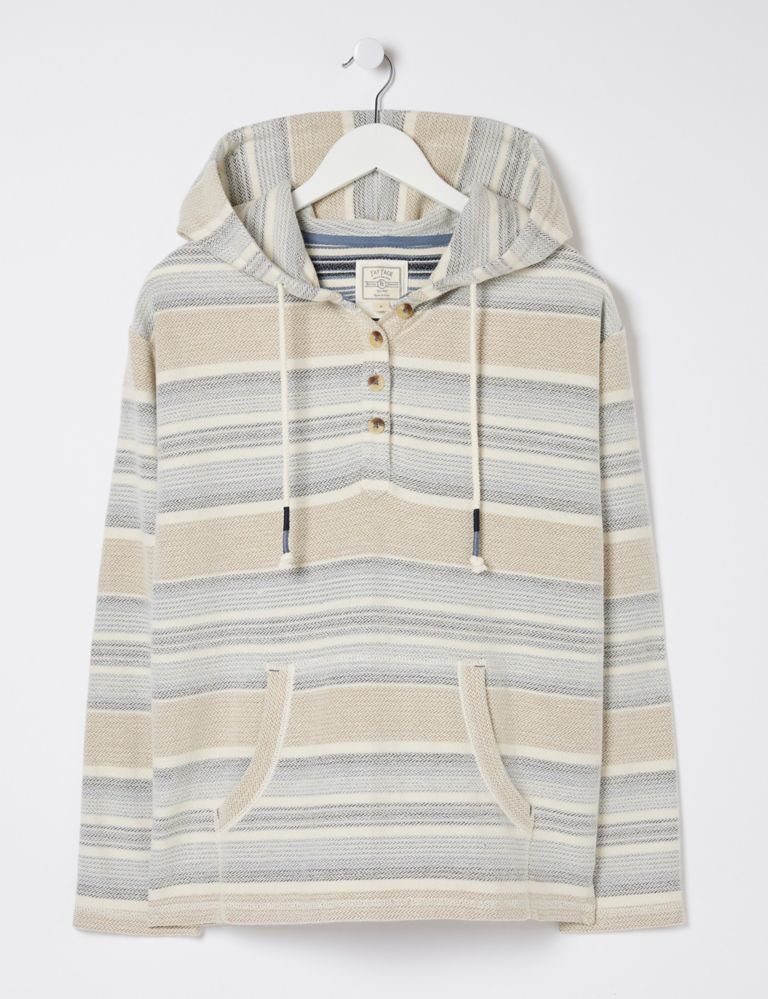Pure Cotton Textured Striped Hoodie 2 of 4