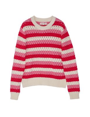Pure Cotton Textured Striped Jumper Image 2 of 4