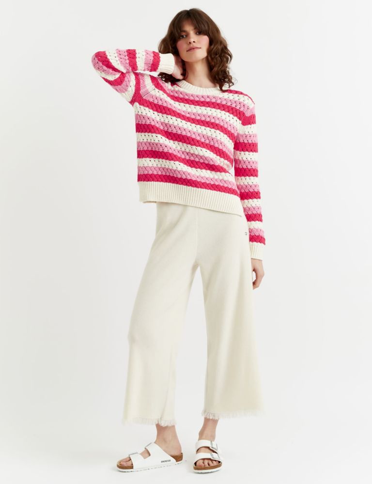 Pure Cotton Textured Striped Jumper 1 of 4