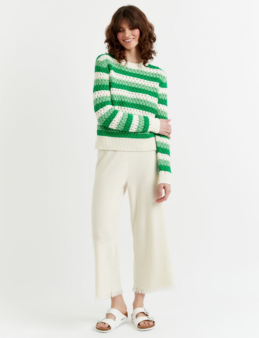 Pure Cotton Textured Striped Jumper 3 of 5