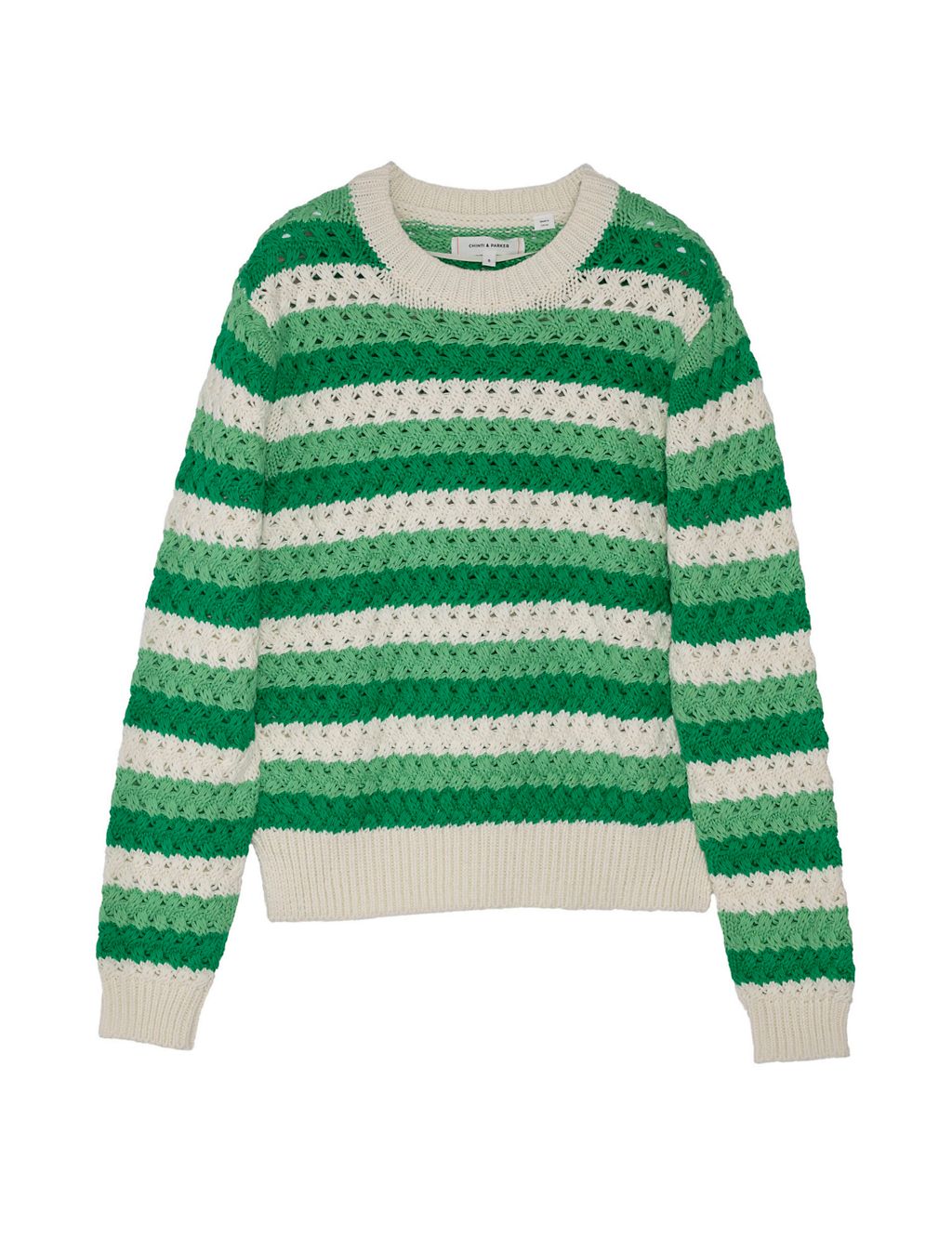 Pure Cotton Textured Striped Jumper 1 of 5