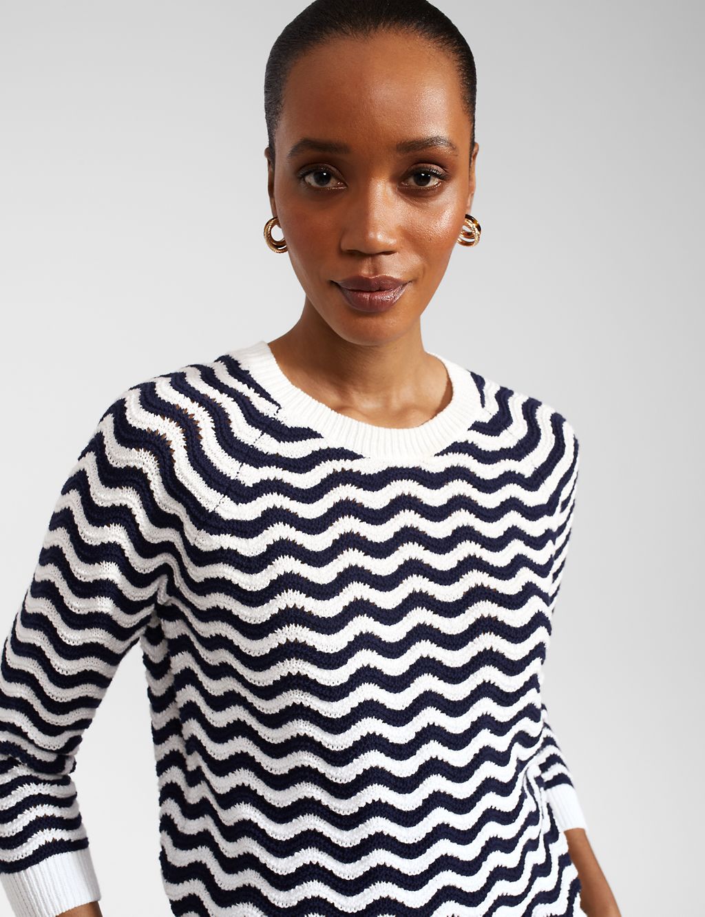 Pure Cotton Textured Striped Jumper 7 of 7