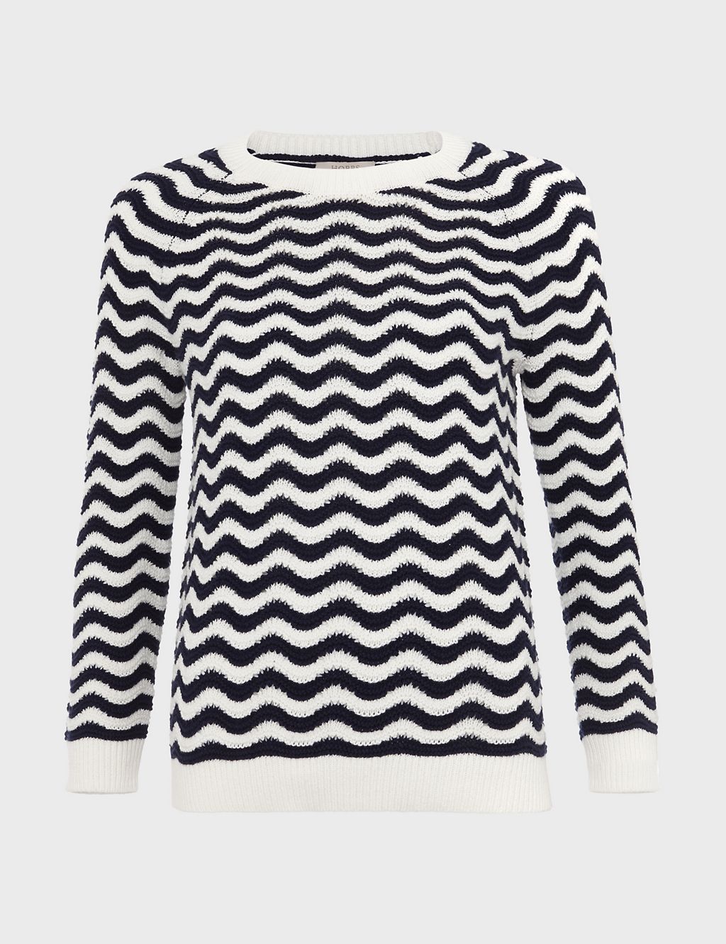 Pure Cotton Textured Striped Jumper 1 of 7