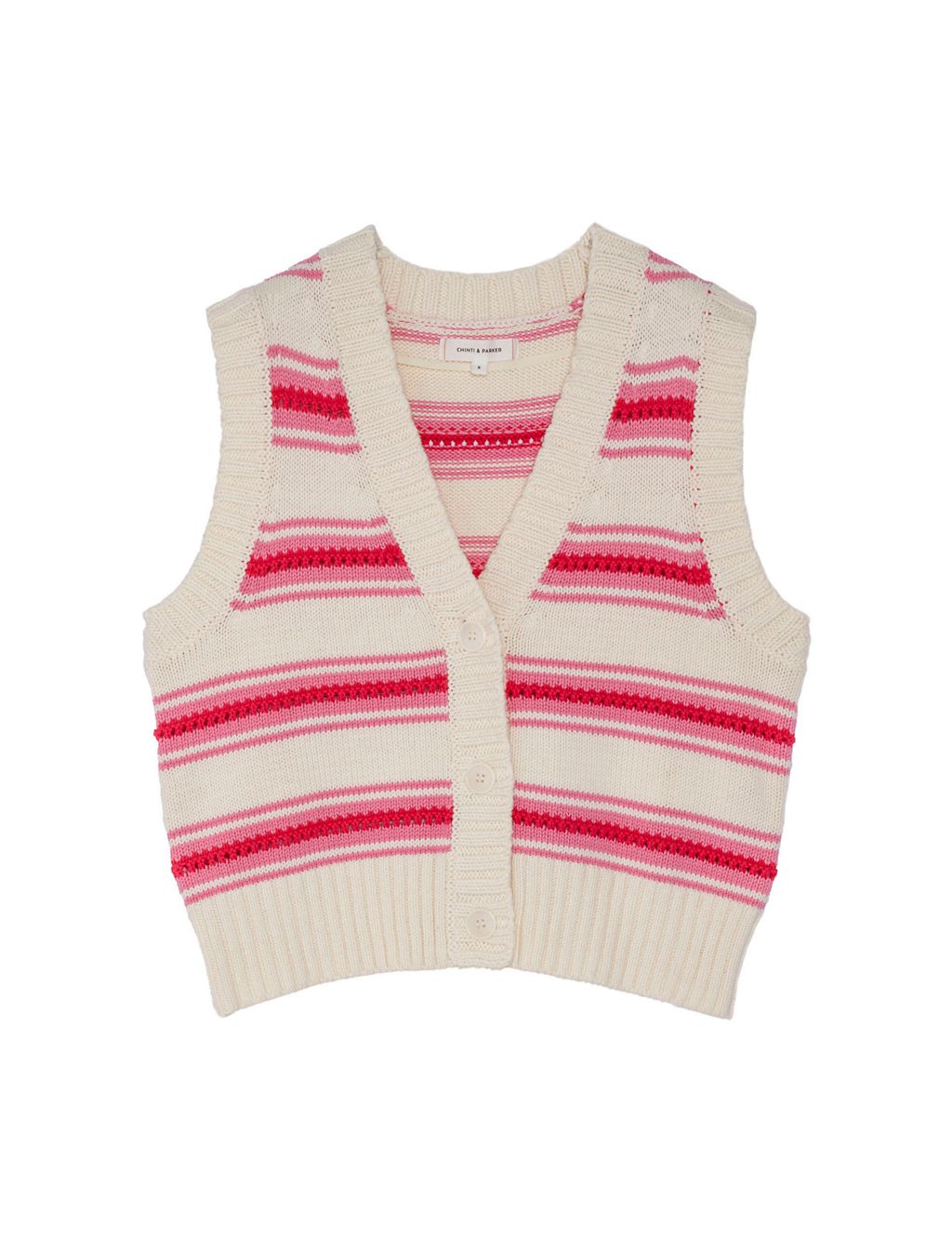 Pure Cotton Textured Striped Knitted Vest 1 of 5