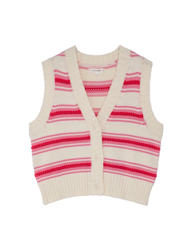Pure Cotton Textured Striped Knitted Vest 2 of 5
