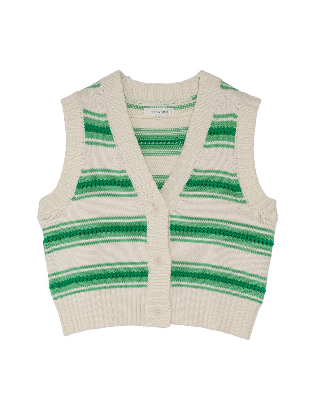 Pure Cotton Textured Striped Knitted Vest 1 of 4