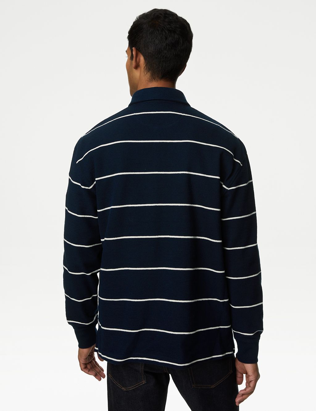 Pure Cotton Textured Striped Polo Shirt 4 of 5