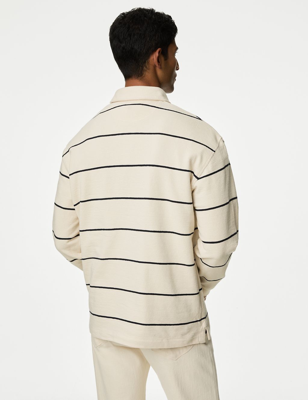 Pure Cotton Textured Striped Polo Shirt 4 of 4
