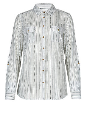Pure Cotton Textured Striped Shirt Image 2 of 5