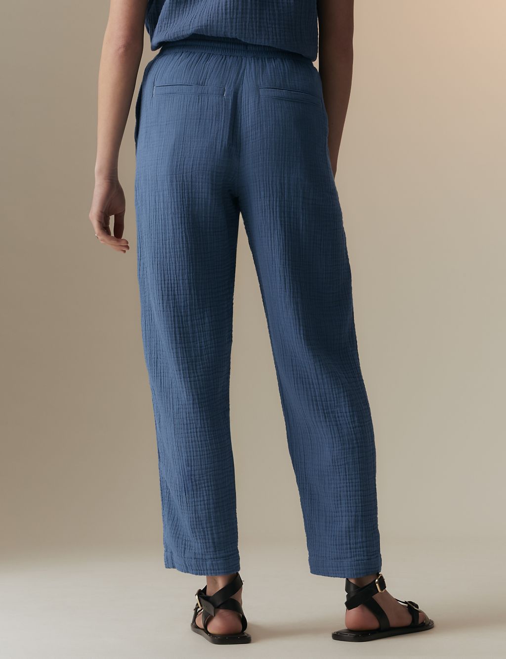 Pure Cotton Textured Tapered Trousers 5 of 5