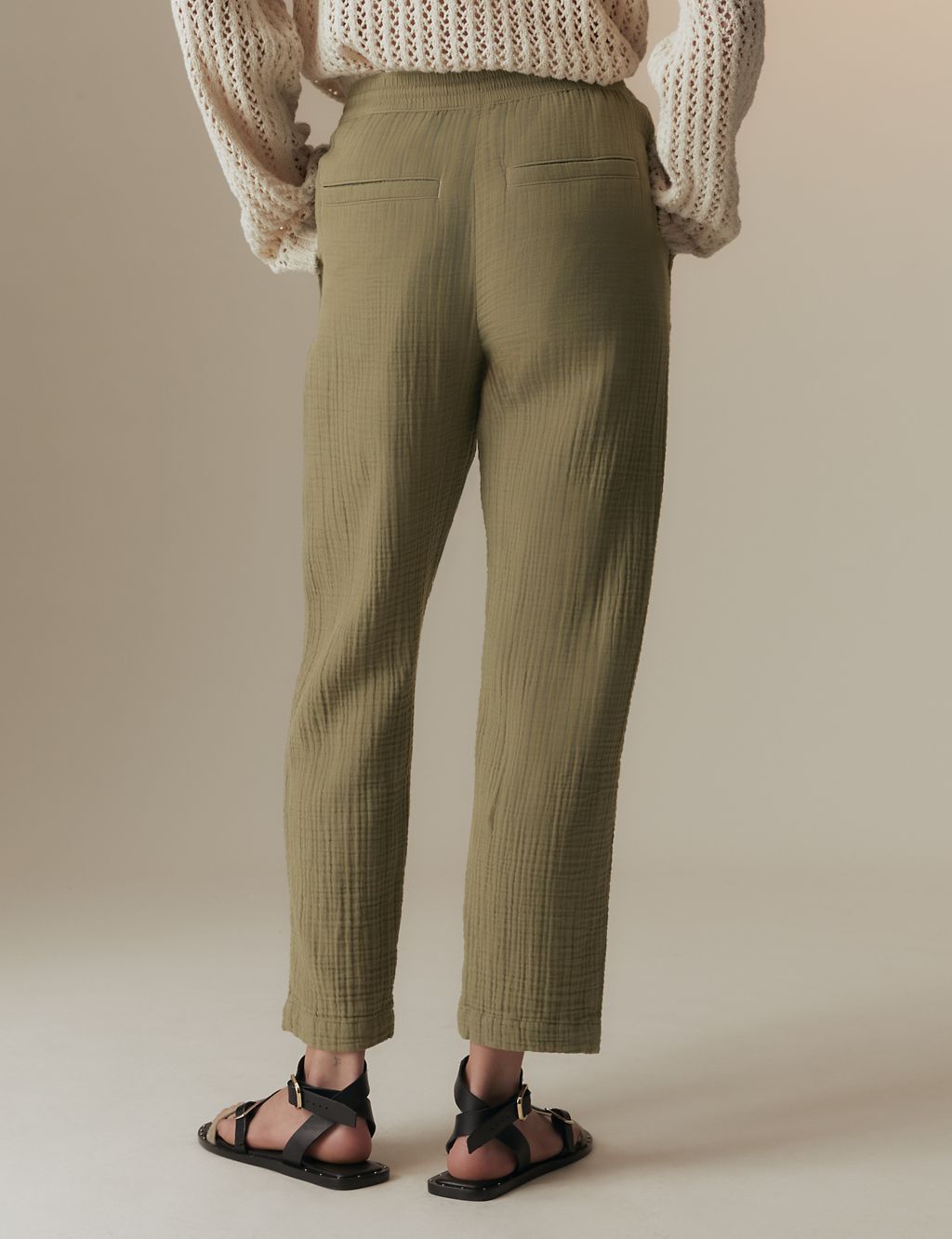 Pure Cotton Textured Tapered Trousers 5 of 5