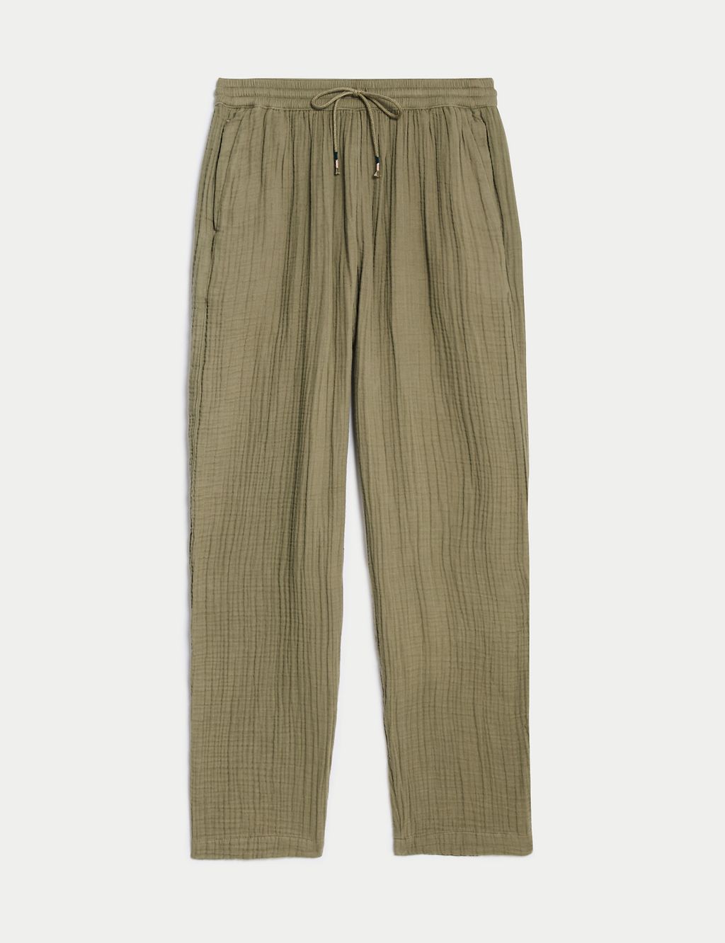 Pure Cotton Textured Tapered Trousers 1 of 5