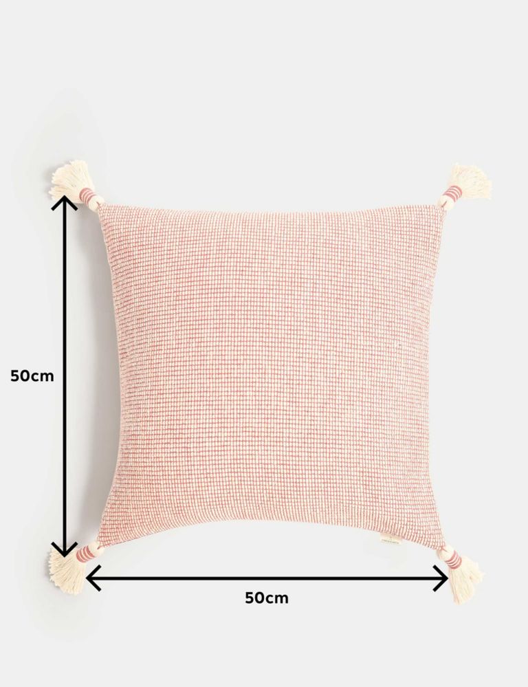 Pure Cotton Textured Tasselled Cushion 6 of 6