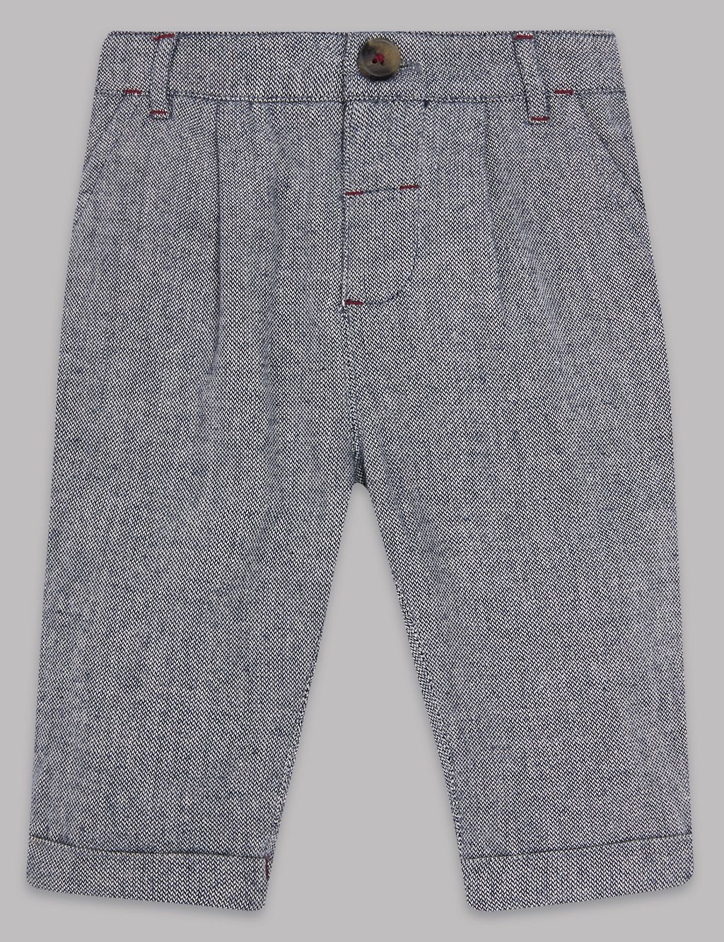 Pure Cotton Textured Trousers 3 of 6