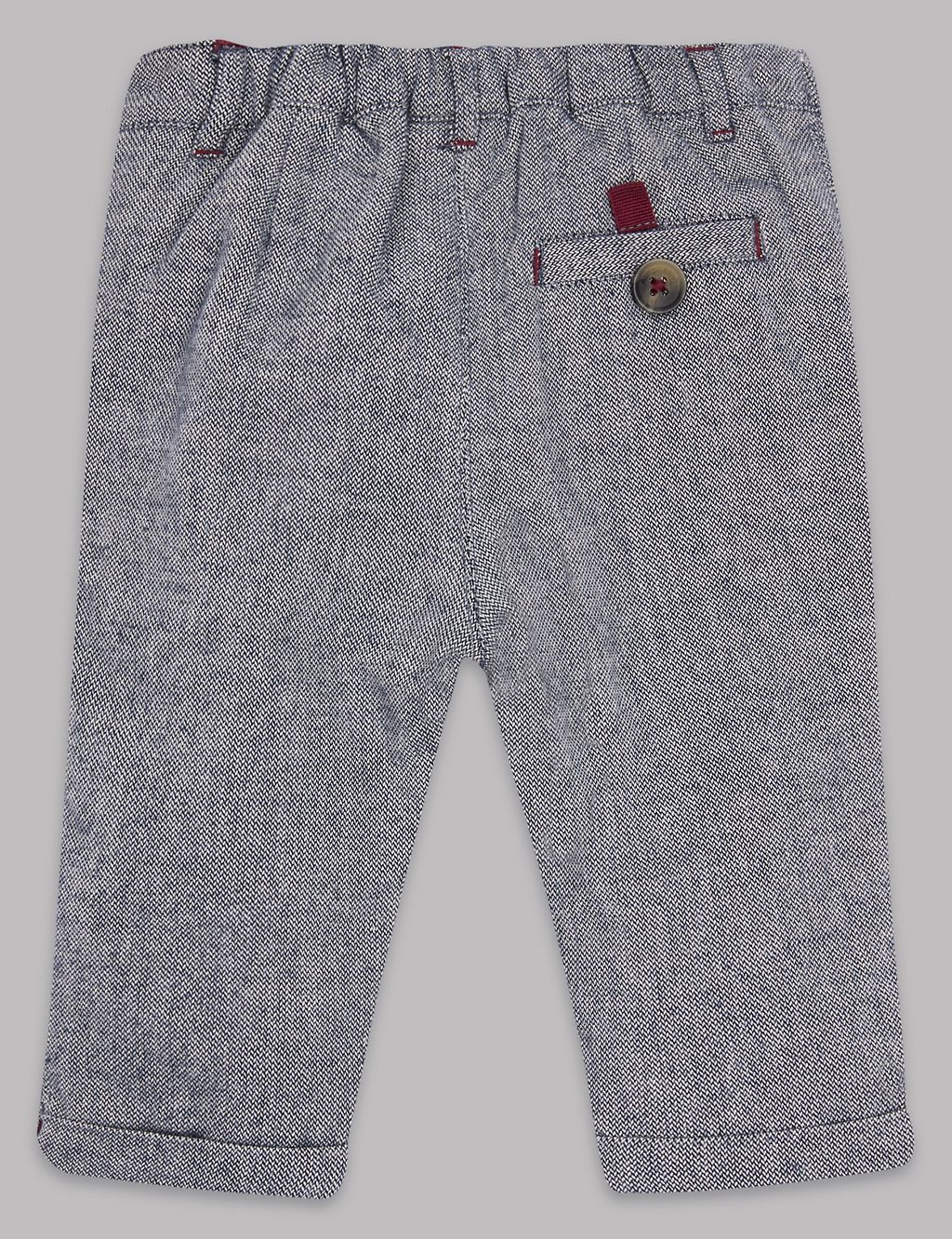 Pure Cotton Textured Trousers 2 of 6