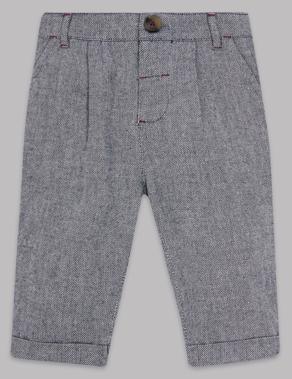 Pure Cotton Textured Trousers 1 of 6