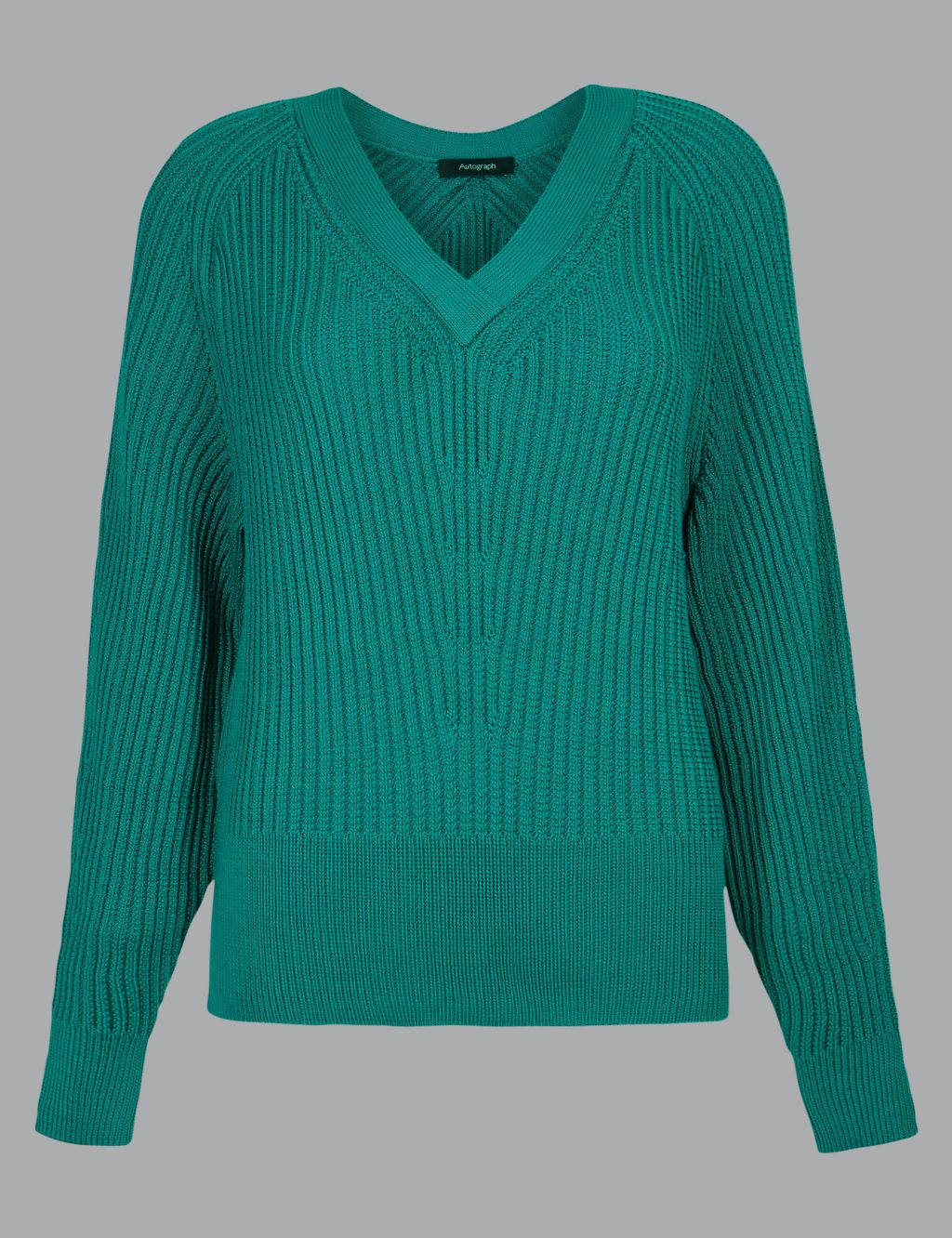 Pure Cotton Textured V-Neck Jumper 1 of 4