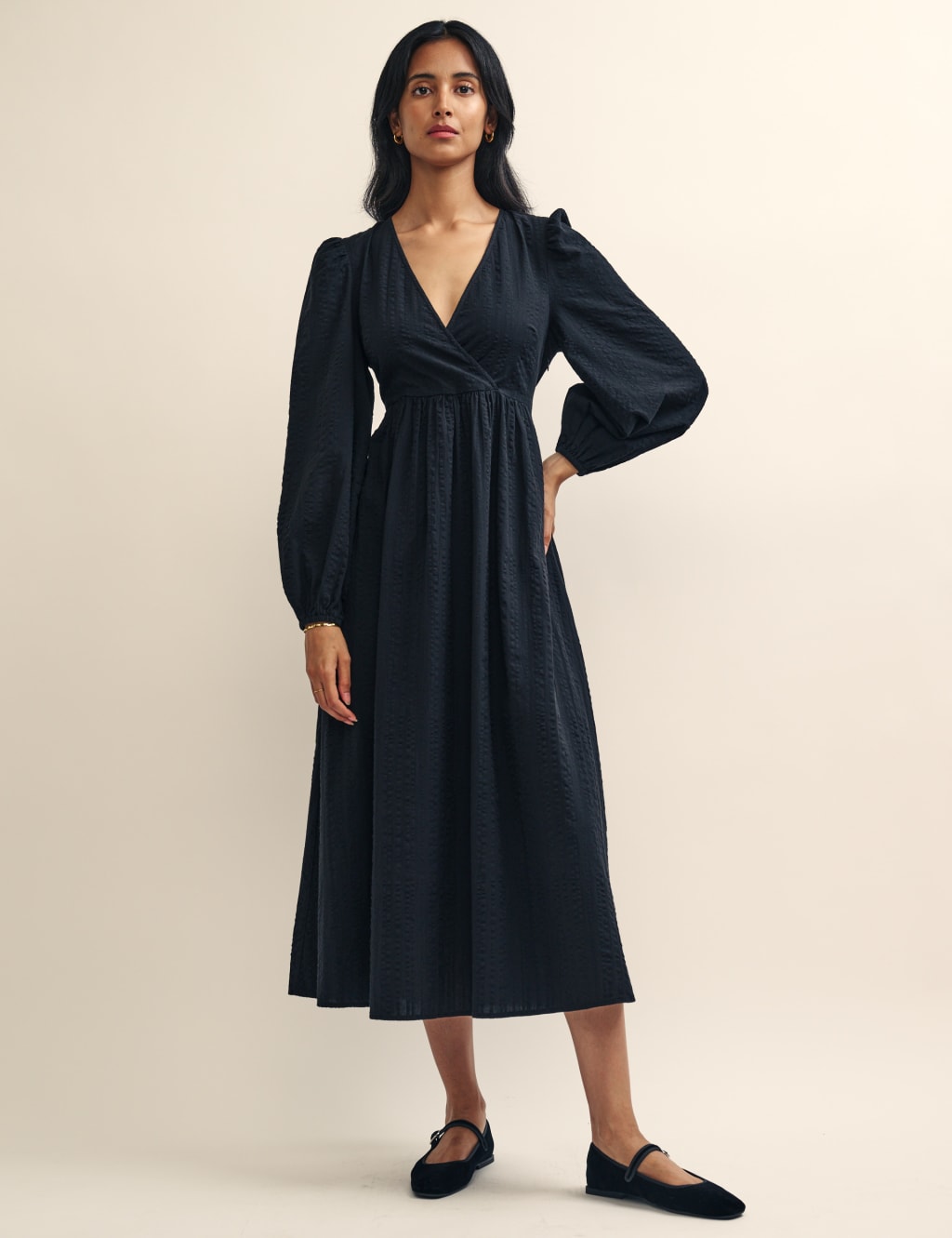 Cotton midi wrap dress outlet