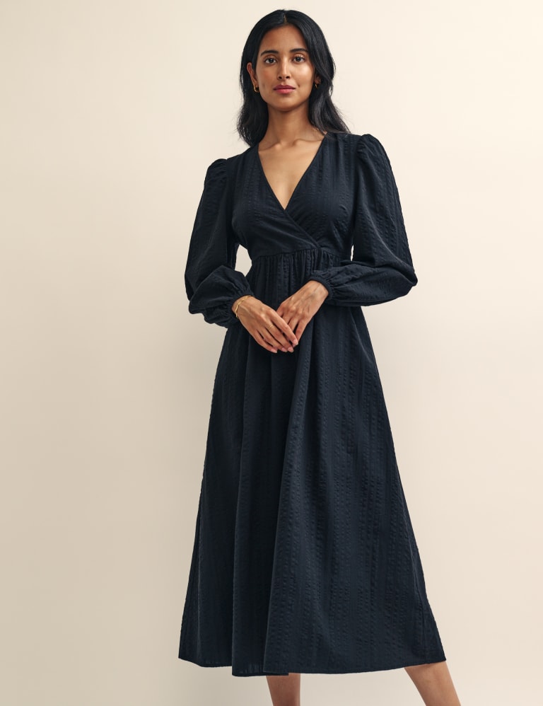 Cotton midi wrap hotsell dress