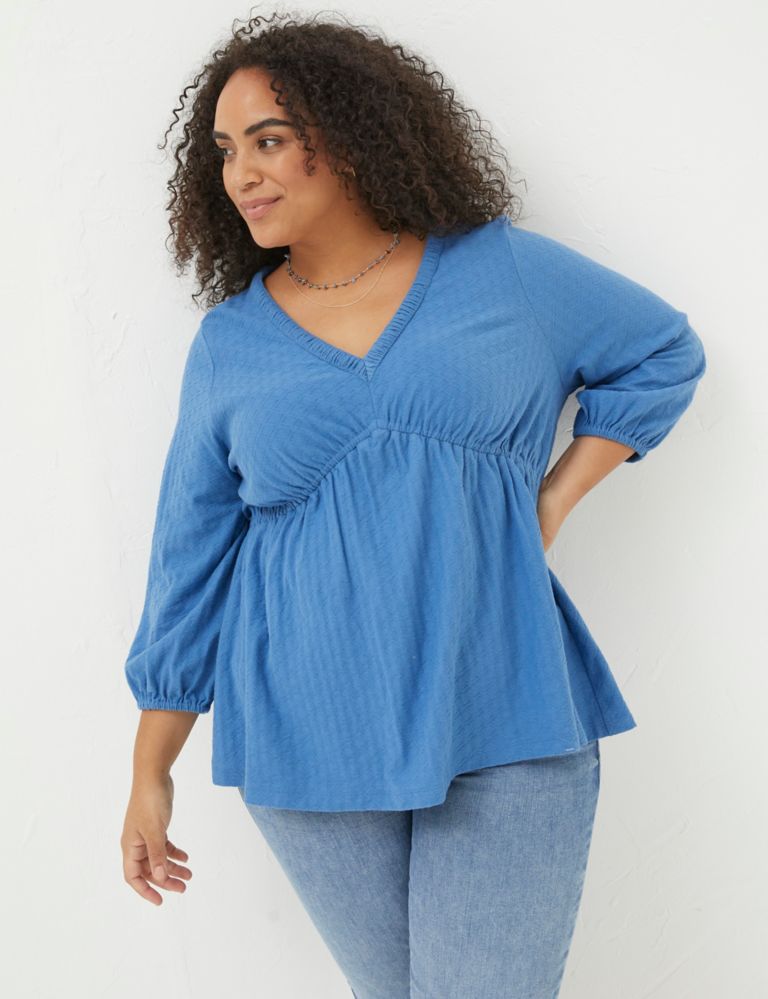Pure Cotton Textured V-Neck Top 5 of 5