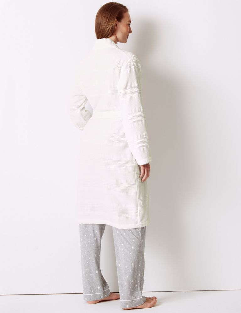 Pure Cotton Textured Waffle Dressing Gown 3 of 4