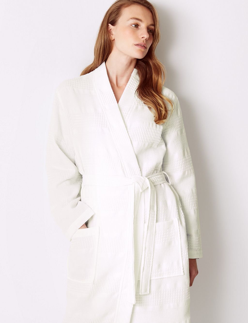 Pure Cotton Textured Waffle Dressing Gown 4 of 4