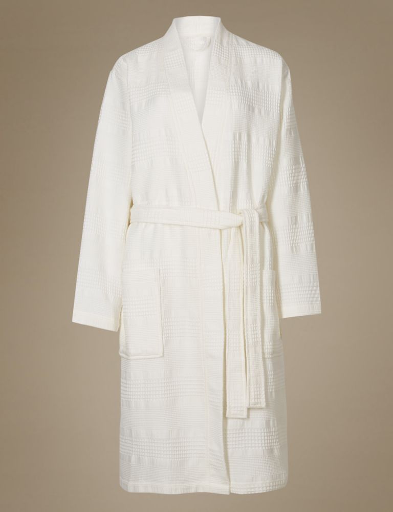 Pure Cotton Textured Waffle Dressing Gown 2 of 4