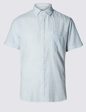Pure Cotton Textured Waffle Shirt Image 2 of 3