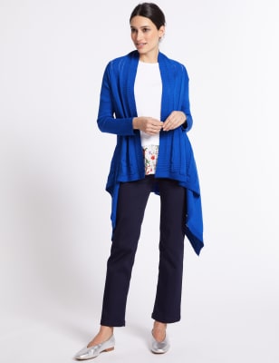 Men's Royal Blue Open Front Cotton Waterfall Cardigan