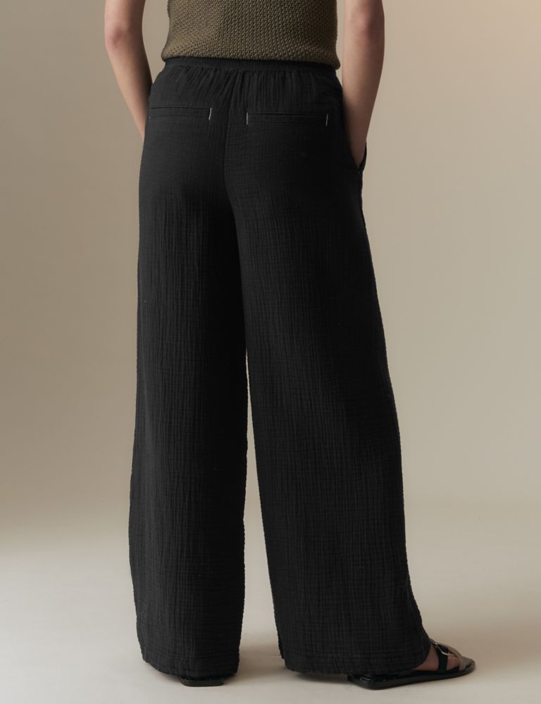 Buy Women's Plus Size Textured Wide Leg Pants with Pockets and Drawstring  Closure Online