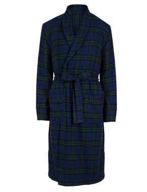 Pure Cotton Thermal Checked Dressing Gown Image 2 of 3