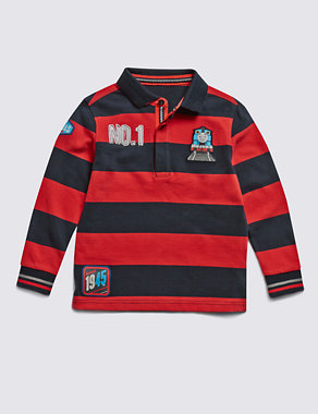 Pure Cotton Thomas & Friends™ Striped Rugby Top (1-6 Years) Image 2 of 4