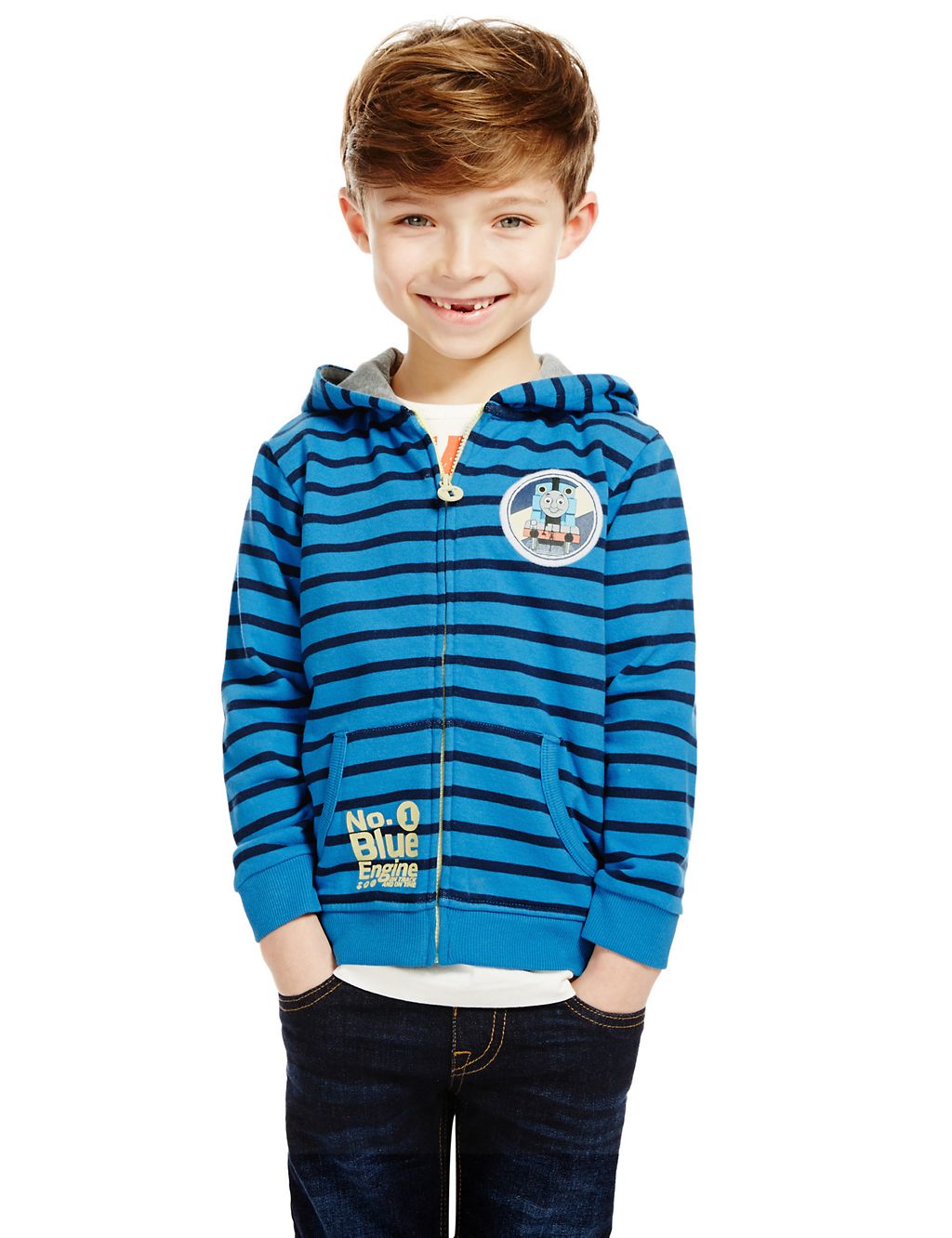Pure Cotton Thomas & Friends™ Zip Through Hooded Sweat Top (1-6 Years) 3 of 3