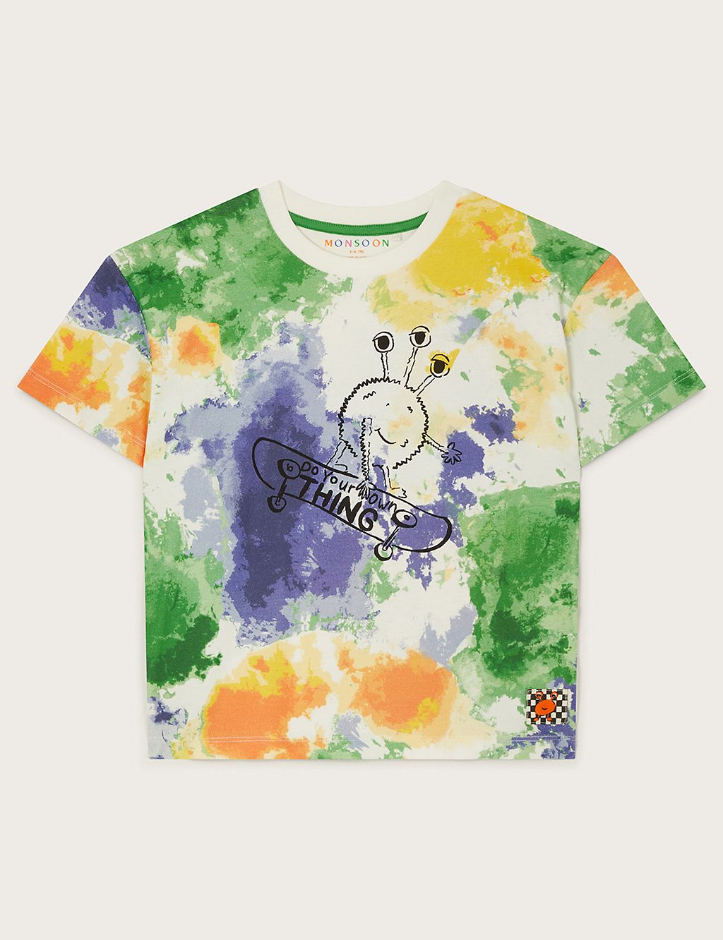 Pure Cotton Tie Dye Embroidered T-Shirt (3-13 Yrs) 3 of 3