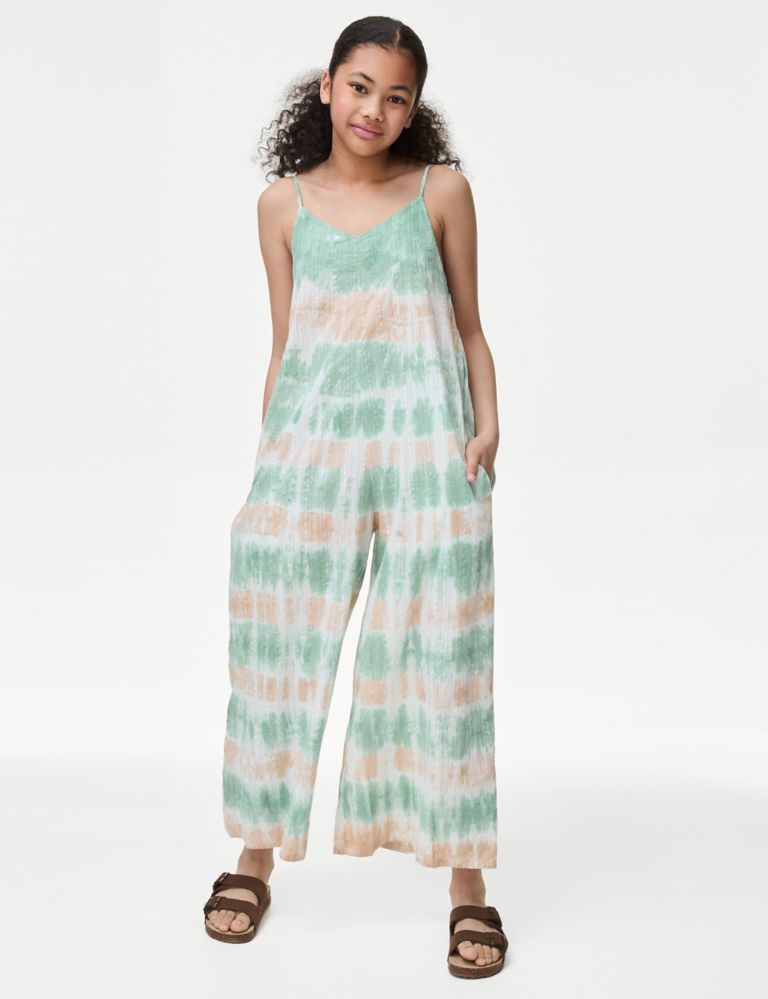 Pure Cotton Tie Dye Jumpsuit (6-16 Yrs) 1 of 4