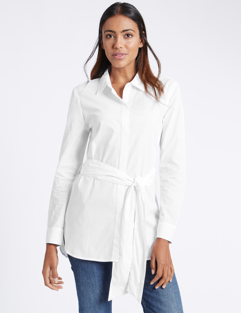 Pure Cotton Tie Waist Long Sleeve Shirt 3 of 4