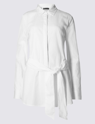 Pure Cotton Tie Waist Long Sleeve Shirt 2 of 4