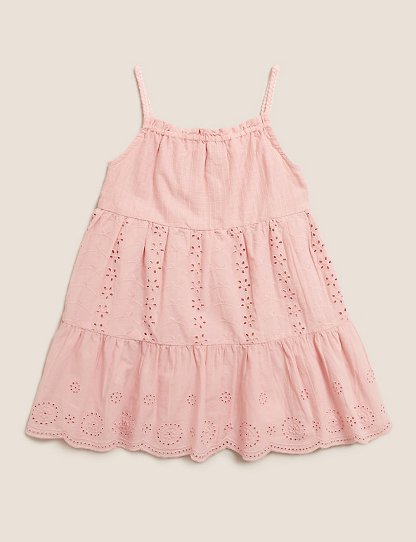 Pure Cotton Tiered Dress (2-7 Yrs) Image 1 of 1