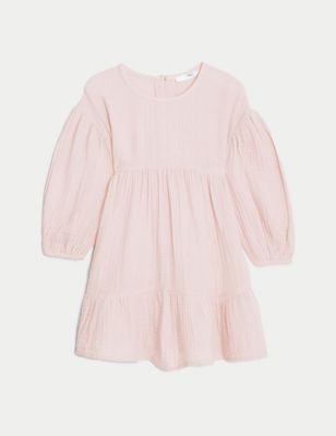Pure Cotton Tiered Dress (2-8 Yrs) Image 2 of 5
