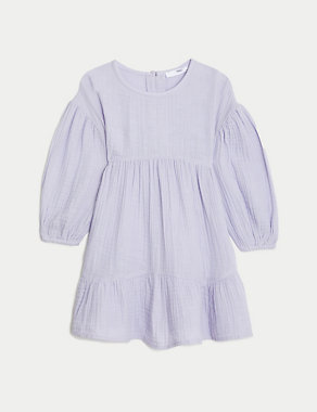 Pure Cotton Tiered Dress (2-8 Yrs) Image 2 of 5